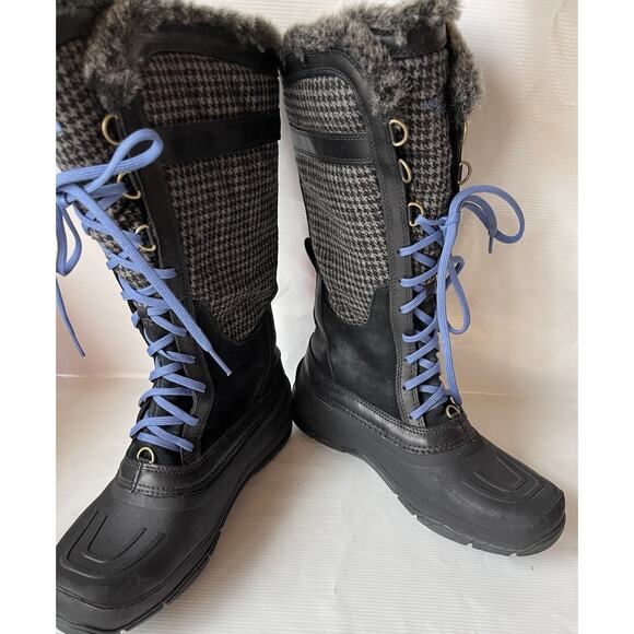 The North Face Shellista Tall Lace Black Gray Snow Boots Women Sz 8.5 - Picture 1 of 12